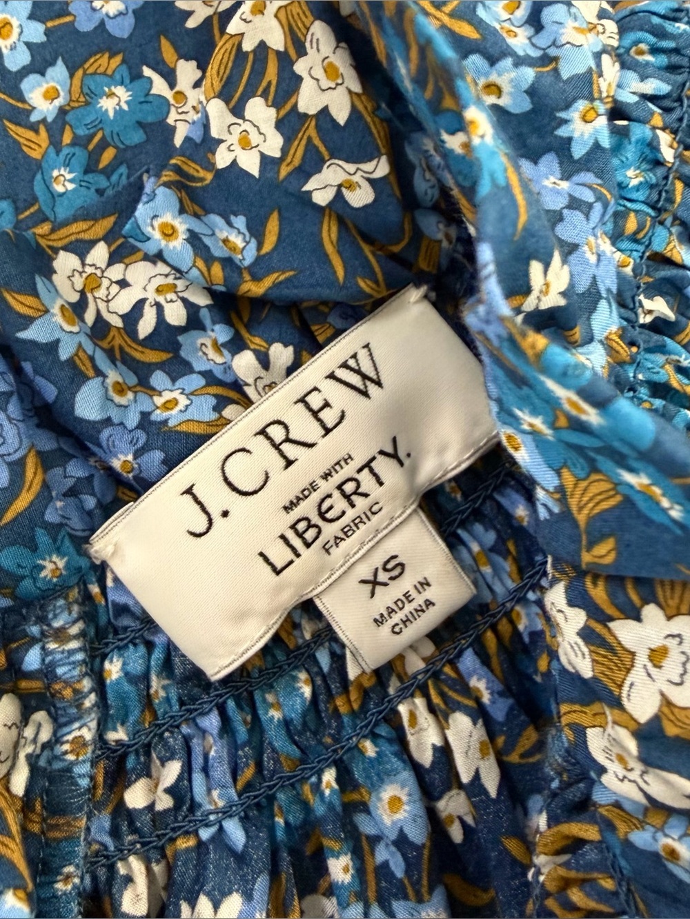 J. Crew Dress Womens XS Liberty Arts Floral Sea Floral Puff Sleeve Cotton Midi - Picture 4 of 11